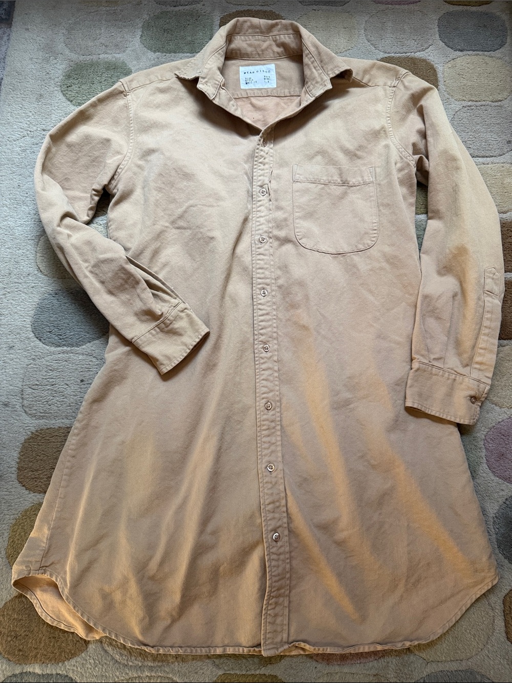 Tan, Long-Sleeve Shirt Dress